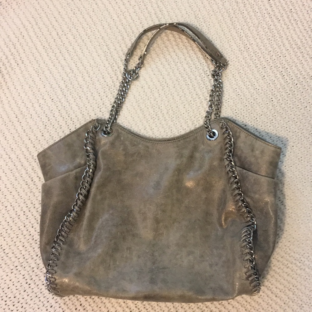 Michael Kors gray leather bag